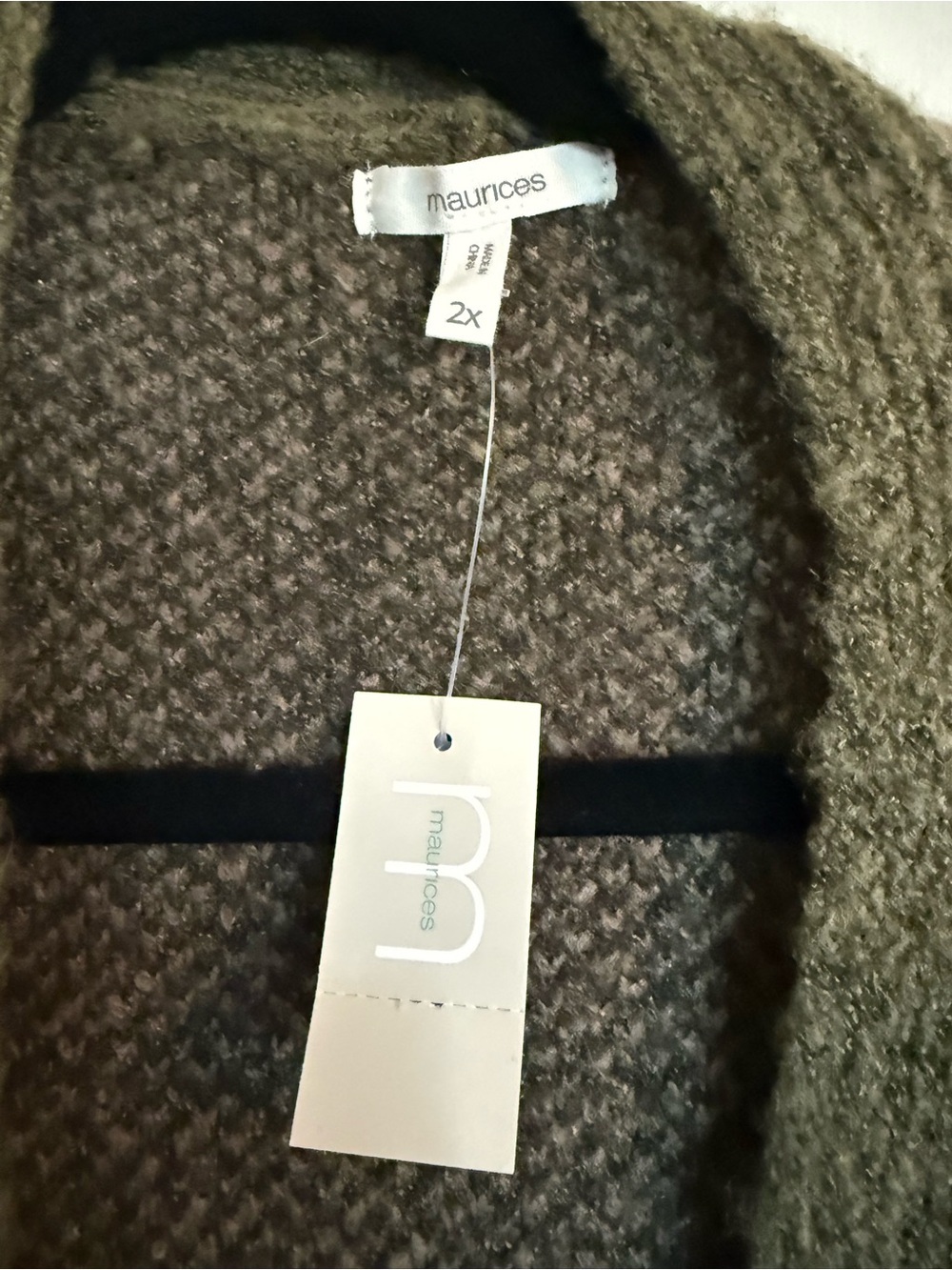 Maurices Olive Knit Open Front Cardigan